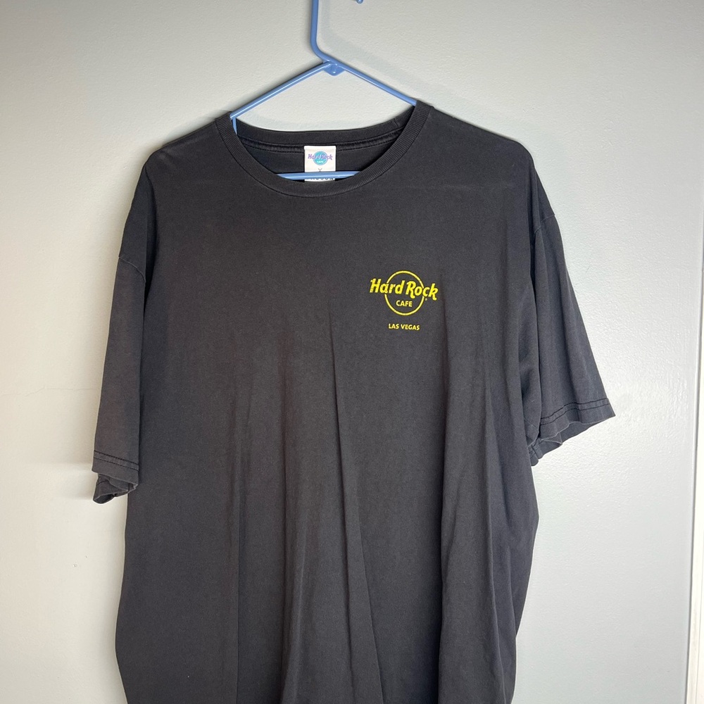 Hard Rock Cafe Black and Yellow Short Sleeve Graphic Tee - Large